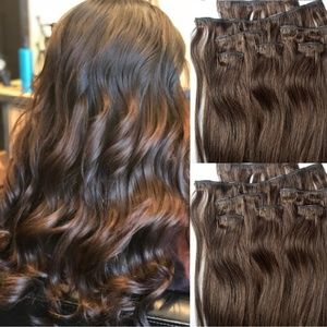 24" 100% Clip in Human Hair Extensions 7Pcs,14 clips #4